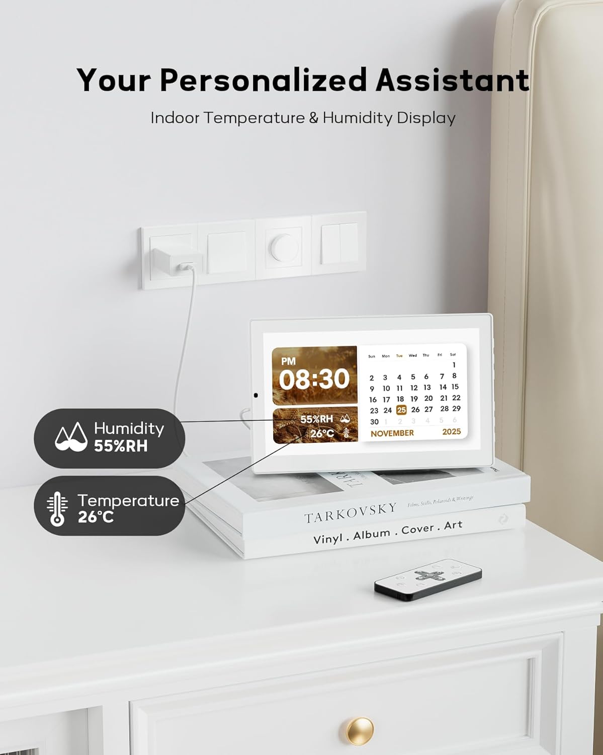 10.1'' Large Display Dementia Clock for Seniors, Calendar Clock with Remote Control,12 Themes, 20 Alarms, 20 Reminders, 6 Languages, Auto Dimming, 12/24 Hours, Indoor Temperature, Humidity