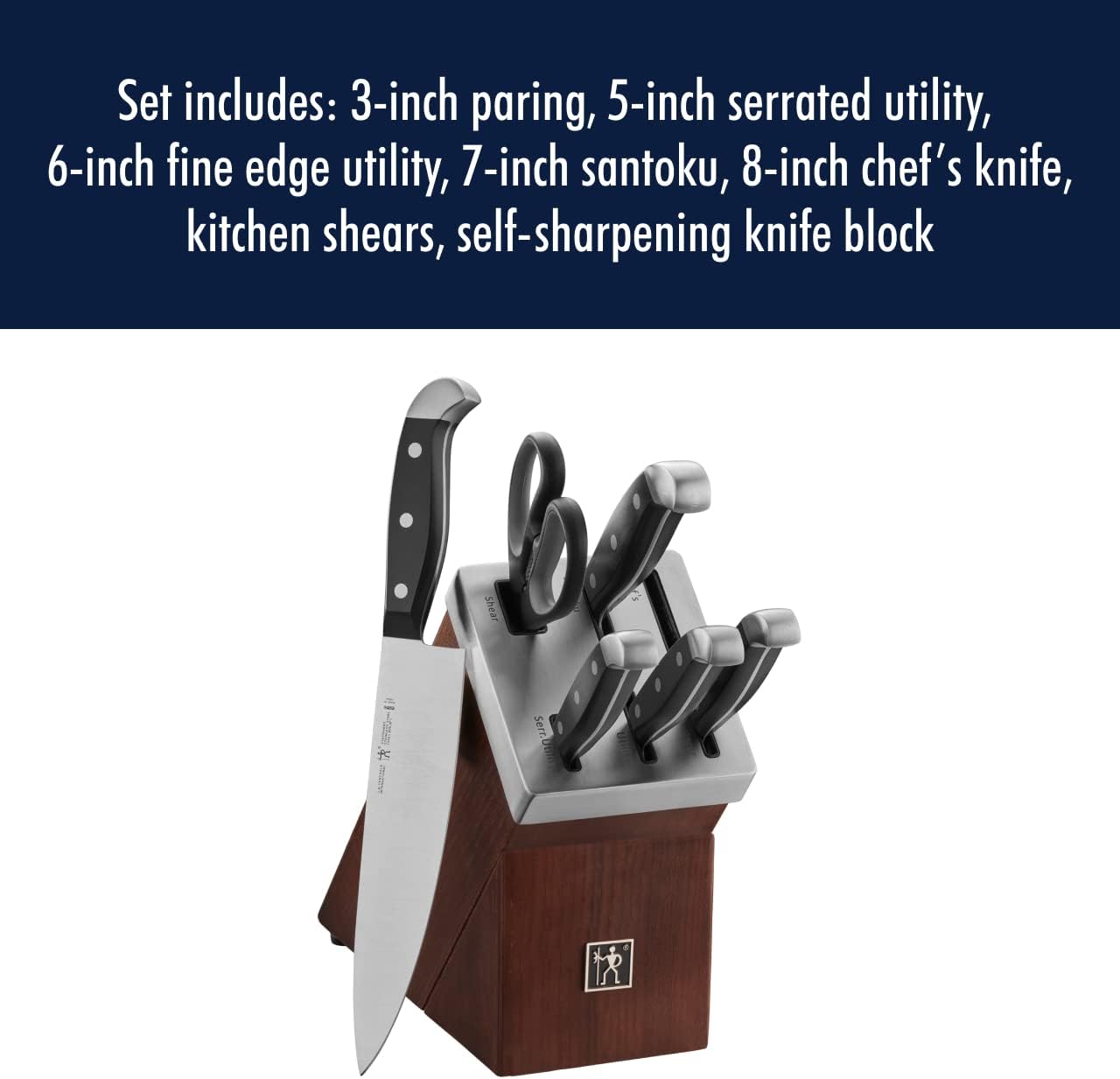 HENCKELS Statement 15Piece White-Handled Knife Block Set with Shears, Sharpening Steel - Dishwasher Safe, Ergonomic Handle