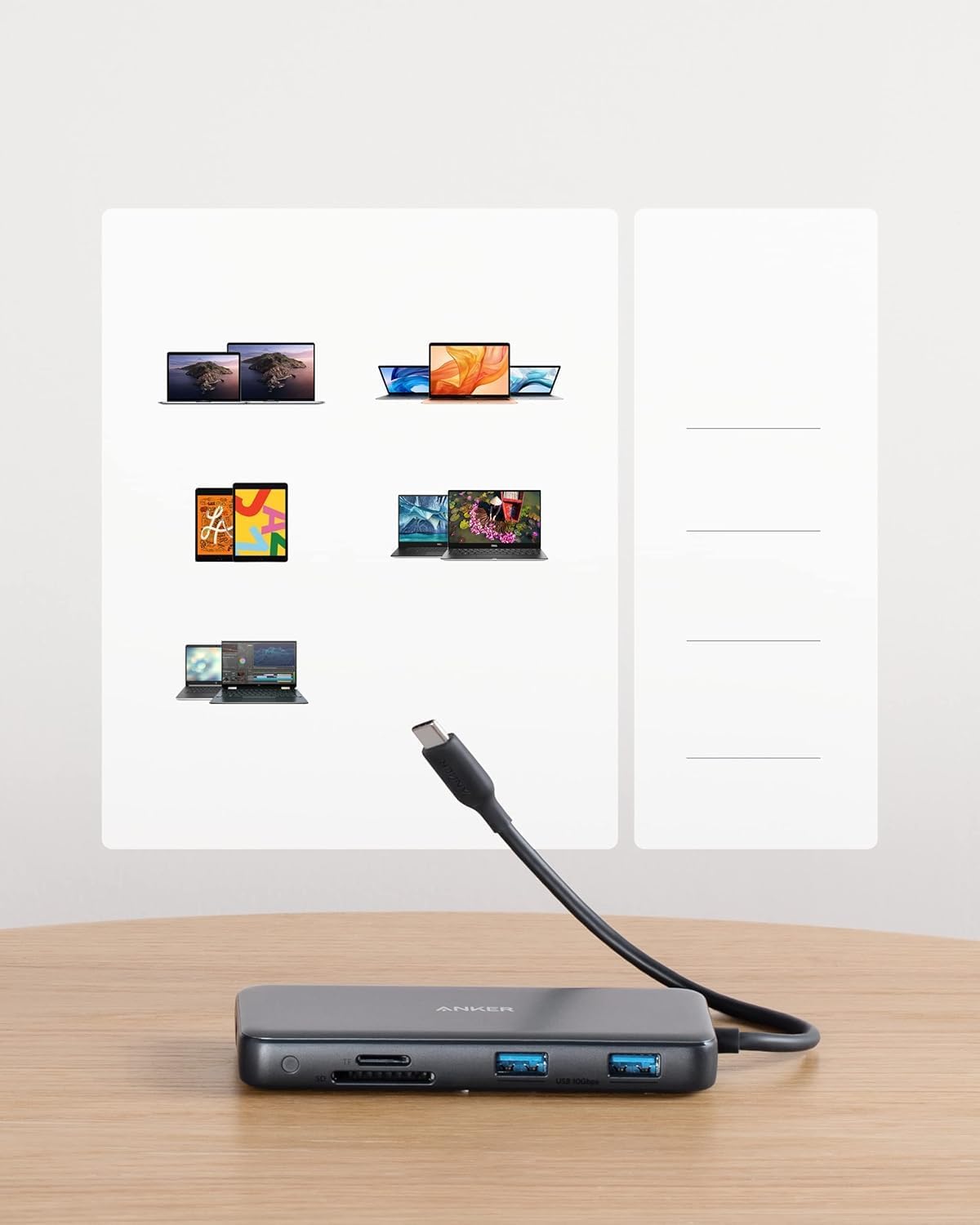 Anker USB C Hub, PowerExpand 8-in-1 USB C Adapter, with 100W Power Delivery, 4K 60Hz HDMI Port, 10Gbps USB C and 2 USB A Data Ports, Ethernet Port, microSD and SD Card Reader, for MacBook Pro and More
