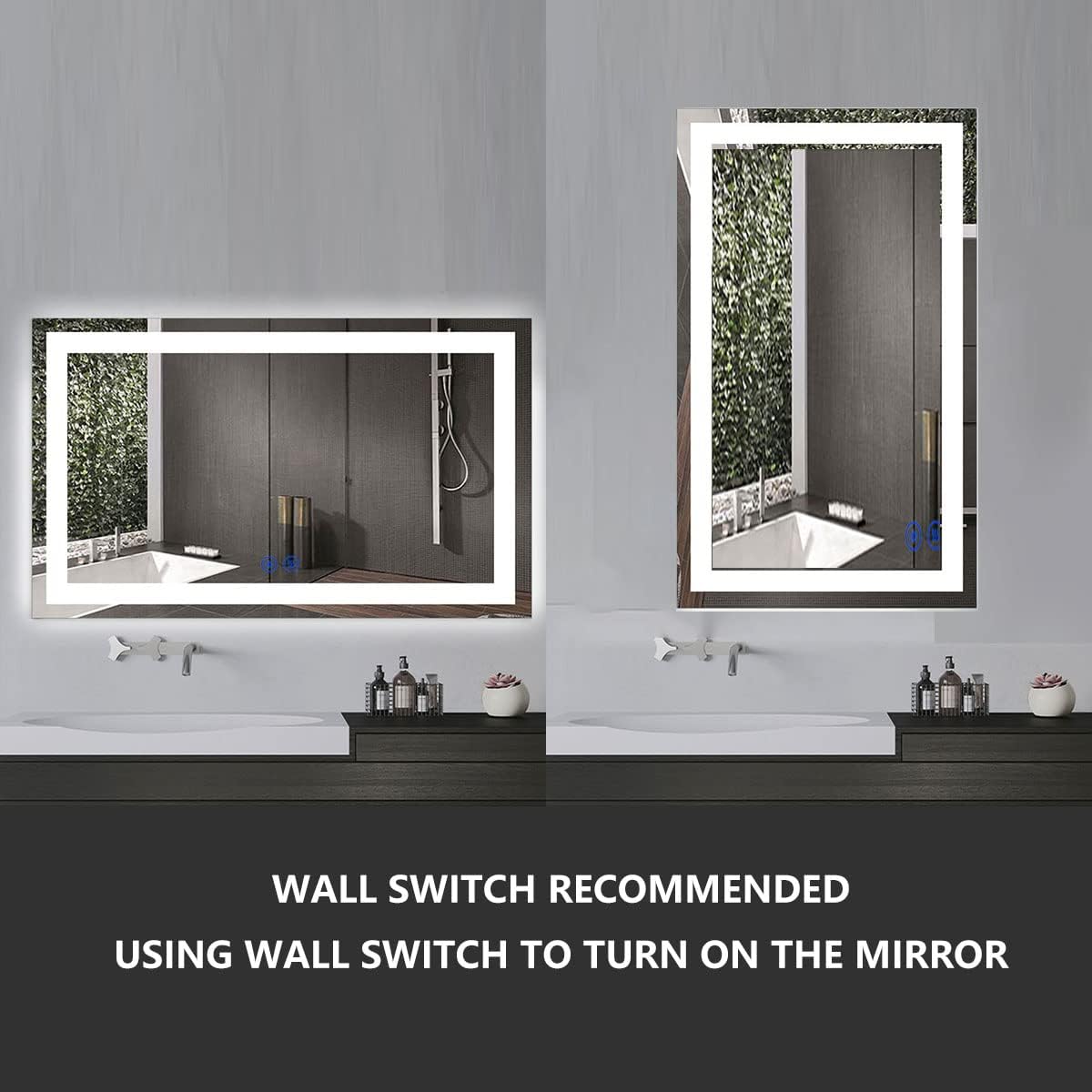 DP Home LED Lighted Bathroom Vanity Wall Mirror with Touch Button, Dimmable, Vertical & Horizontal Mount Mirrors 70 x 32 in E-N031-7032-TS Wall Mounted Makeup LED Vanity Mirror