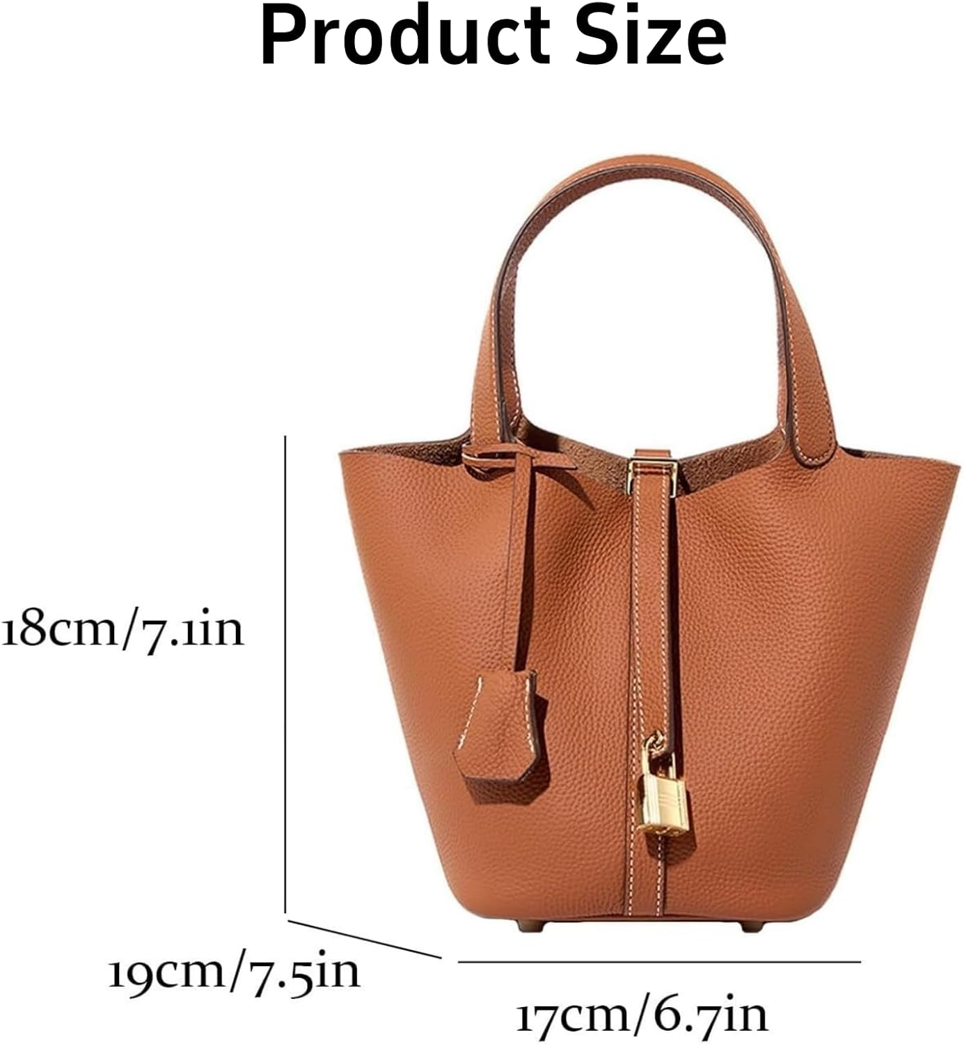 Purilite Select | Genuine Leather Soft Bucket Bag for Women | Cowhide Tote Handbag | Vegetable Basket Style with Top Handle & Floral Decoration