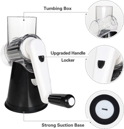 Purilite Select Rotary Cheese Grater with 3 Stainless Steel Blades