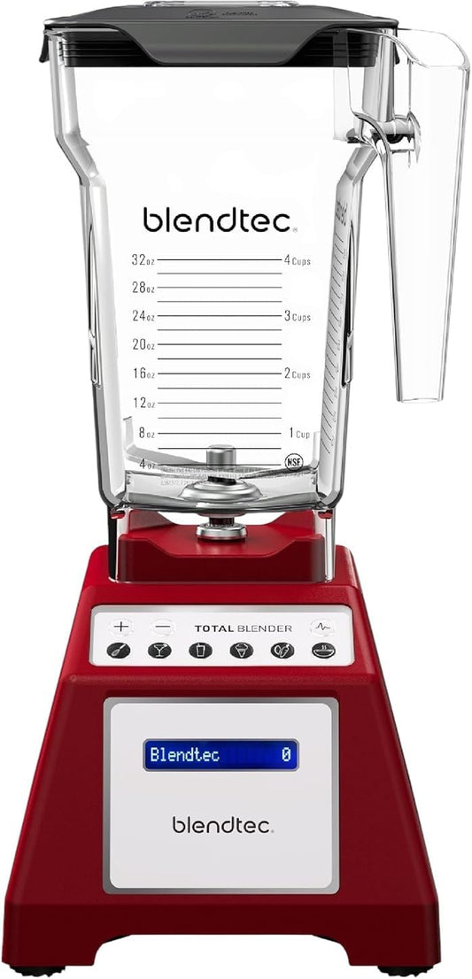Blendtec Total Classic Original Blender and 75 oz FourSide Blender Jar - Kitchen Blender Bundle - Red