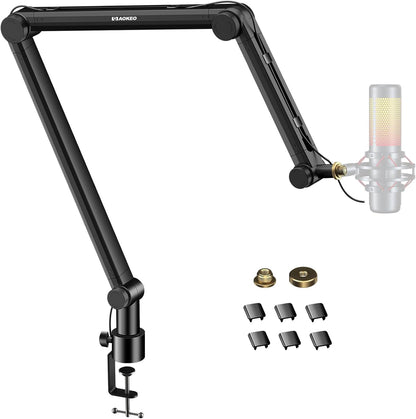 Microphone Arm,Aokeo AK-35 Microphone Desk Stand-Microphone Suspension Boom Scissor Arm Stand For Blue Yeti,Blue Snowball iCE,QuadCast,Elgato