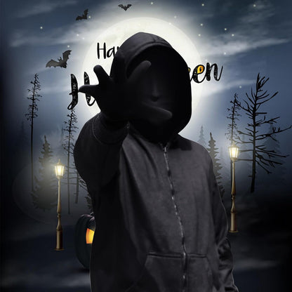 2Pcs Black Full Face Masks and Gloves Set Halloween Faceless Mask Spandex Morph Mask Full Head Masks for Adult Party Cosplay