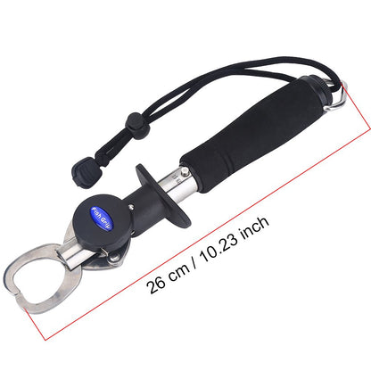 Fishing Gripper Fish Lip Grip Fish Grabber Fish Holder with 1M Tape Measure 15KG Weighting Scale Fishing Tackle Tool with Weight Scale