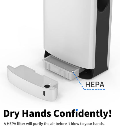 AIKE HEPA Filtered Vertical Hand Dryer Slim, 110-130V Silver 2023 New Version Model AK2065