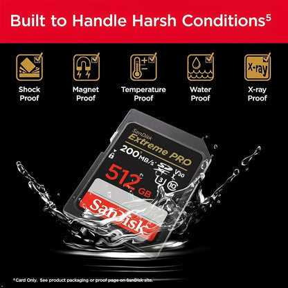 SanDisk 512GB Extreme PRO SDXC UHS-I Memory Card - C10, U3, V30, 4K UHD, SD Card - SDSDXXD-512G-GN4IN