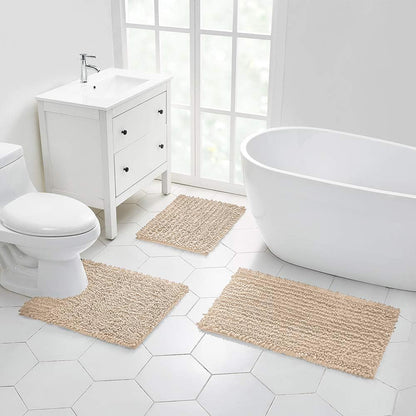 Walensee Bathroom Rug Non Slip Bath Mat (24x17 Inch Blush) Water Absorbent Super Soft Shaggy Chenille Machine Washable Dry Extra Thick Perfect Absorbant Best Small Plush Carpet for Shower Floor