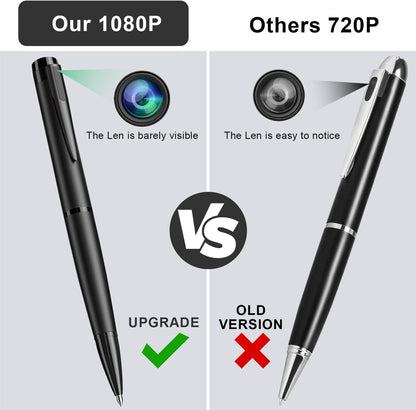 Hidden Camera Pen - 64GB Spy Camera with 1080P Full HD Video | Mini Nanny Cam for Home Security, Business & Learning | 2023 Version