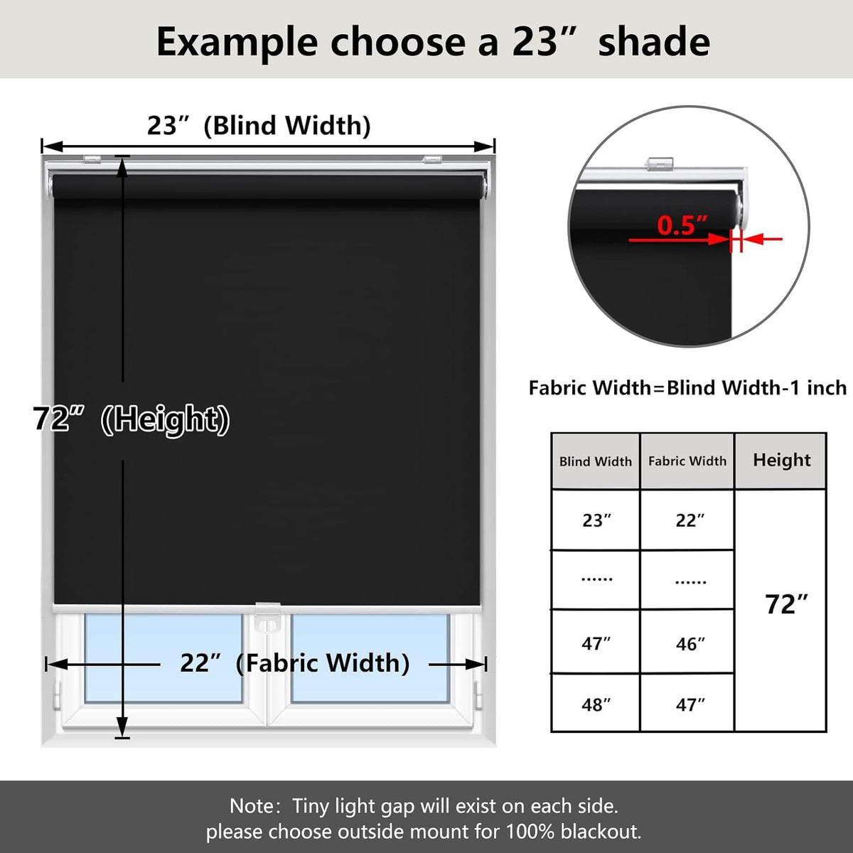 AOSKY Cordless Roller Shades Blackout Blinds for Windows Room Darkening Rolled Up Shades with Spring System, UV Protection Window Shades Door Blinds for Home 97W x 183H cm (38" W x 72" H),Black