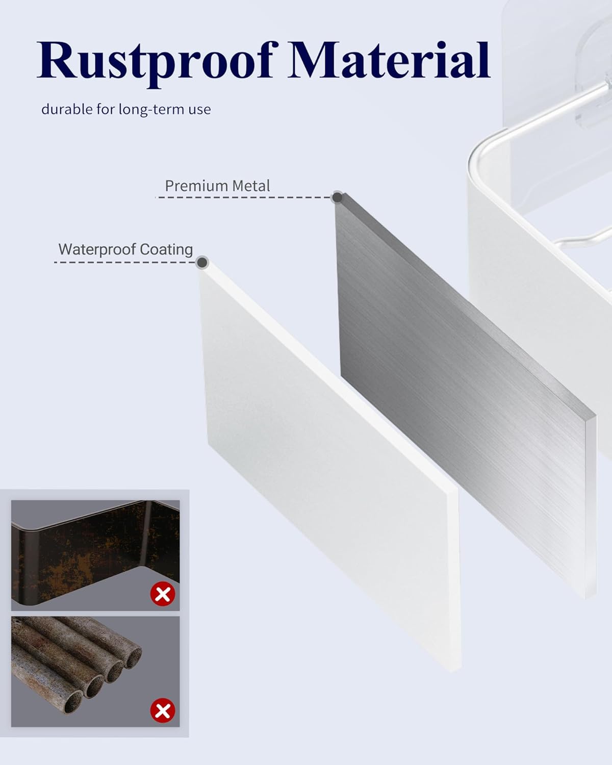 Kitsure Large Shower Caddy - 2 Pack Adhesive Shower Organizer, Drill-Free Shower Shelves for Inside Shower, Rustproof Bathroom Shelf Shower Shelf for Bathroom, Black