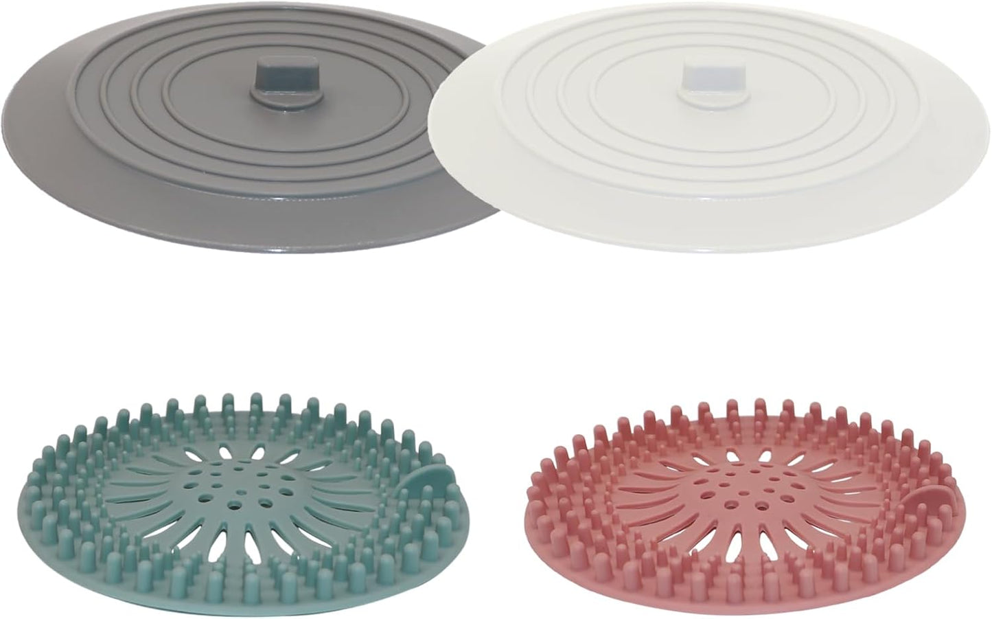 V-TOP Tub Stopper 2 Pack, 6 inches Large Silicone Drain Plug Hair Stopper Flat Suction Cover for Kitchen Bathroom Accessories and Laundry