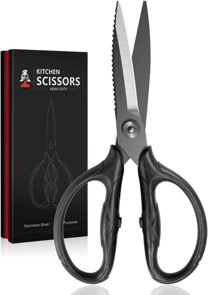 SHAN ZU 8.4" Titanium Heavy Duty Kitchen Scissors - Japanese 5Cr15MoV Stainless Steel Shears, All Purpose Detachable Shears for Meat/Herbs/Poultry, Dishwasher Safe, Gift Box Included (Black)
