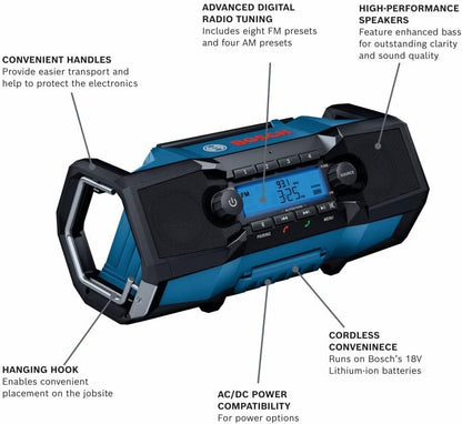 Bosch GPB18V-2CN 18V Compact Jobsite Radio with Bluetooth® 5.0