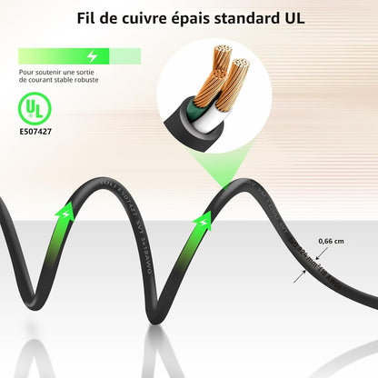 Câble d'alimentation et support enfichable pour caméras de projecteur compatibles avec Floodlight Cam Wired Pro/Plus, caméra de projecteur filaire Blink, boîtier électrique avec câble résistant aux intempéries de 6,1 m (support et cordon 2 en 1)