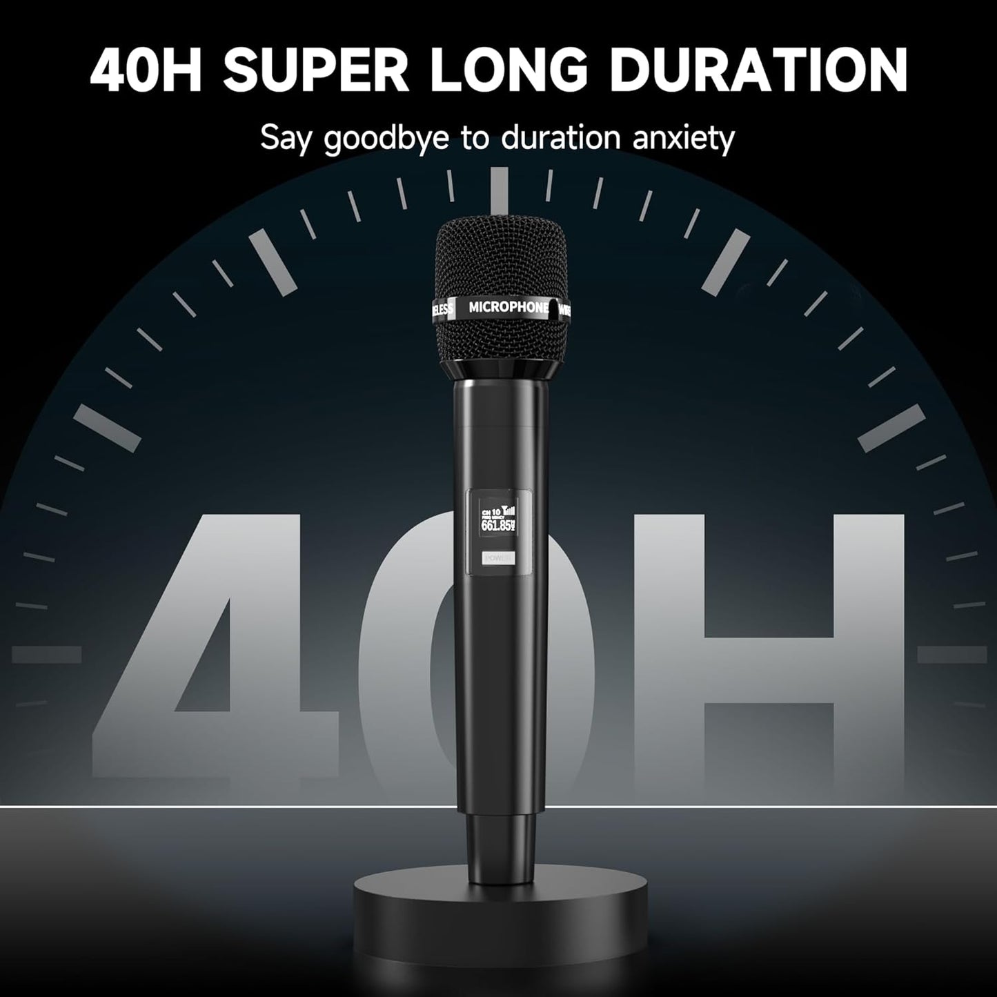 Wireless Microphone, Wireless Mic with One-to-One Chip Connection, 40H Rechargeable Battery, 200FT Range, Plug and Play, Ergonomic Design,Less Latency Microphone for Singing, Speech, Party