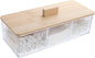 Clear Acrylic Cotton Swab and Ball Holder with Bamboo Lid, 3-Compartment Bathroom Organizer for Vanity, Makeup, and Countertop Storage - PuriLite