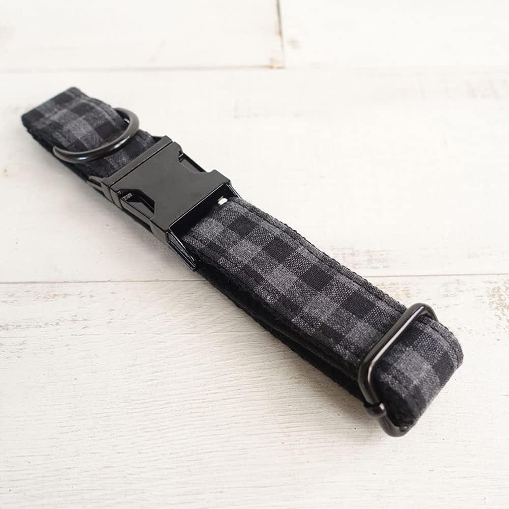 PETDURO Personalized Buffalo Plaid Dog Collar Red Black - Engraved Name and Phone Number on Black Metal Buckle - Custom for Small Medium Large Boy Girl Dogs - Add Leash Bow Tie via Customize Now