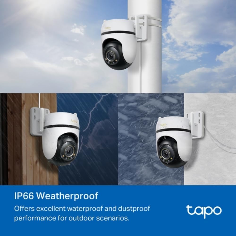 TP-Link Tapo 2K QHD Pan/Tilt Outdoor Wired Security Wi-Fi Camera, 360° Visual Coverage, Starlight Full-Color Night Vision Up to 98ft, Person/Pet/Venicle Detection,Physical Privacy Mode(Tapo C520WS)