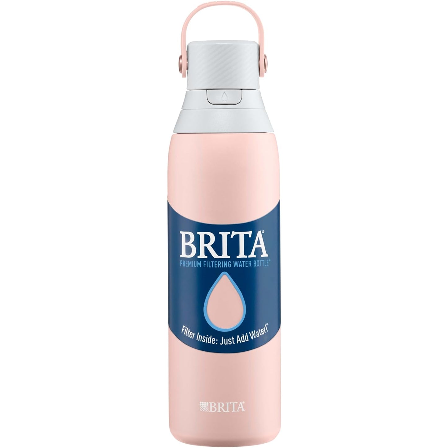 BRITA Stainless Steel Water Bottle with Filter, 591 mL Premium Double Insulated Water Bottle, Rose