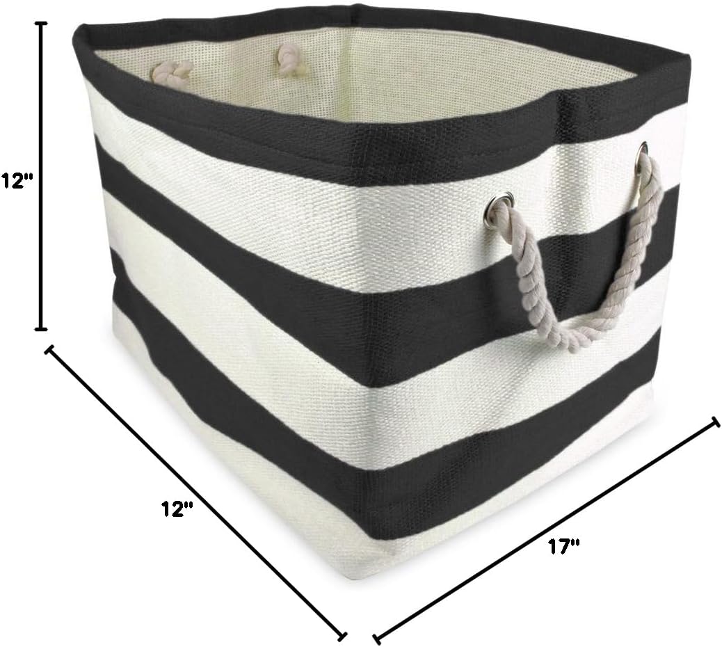 DII Storage Basket or Bin, Collapsible & Convenient Storage Solution for Office, Bedroom, Closet, Toys, Laundry (Large) - Pink Rugby Stripe