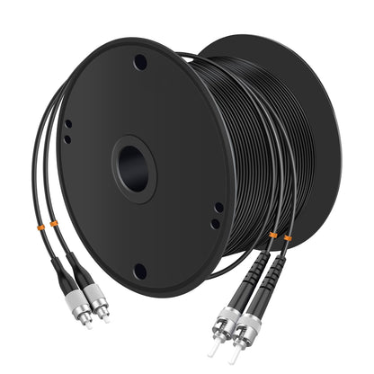 Buacoz 200 Meters LC to LC UPC Outdoor Armored Fiber Patch Cable, 9/125um Single Mode Duplex Fiber Optic Internet Cables, Jumper Optical Patch Cord, (200M/656ft), TPU Black