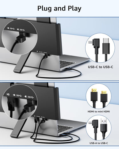 Yodoit Laptop Screen Extender, 1920×1200 14" FHD Travel Monitor with USB Type