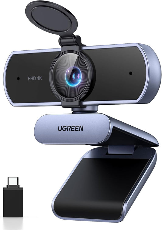 UGREEN 4K Webcam for PC Ultra HD 1080P 60FPS Web Camera with Microphone, Privacy Cover, 70° Fov, PDAF Autofocus, USB A and USB C Adapter, Plug & Play, for Streaming, Conference, Zoom