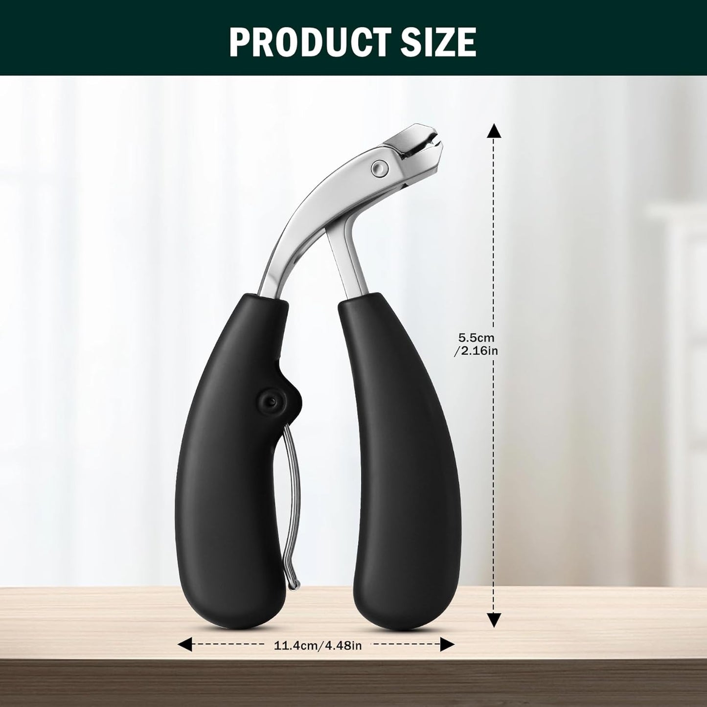 FVION Toenail Clippers for Ingrown Toenail Prevention, Straight Blade Podiatrist Nail Clippers for Thick Nails, Ergonomic Finger Nail Clippers for Adults, Seniors, Men and Women (Black)