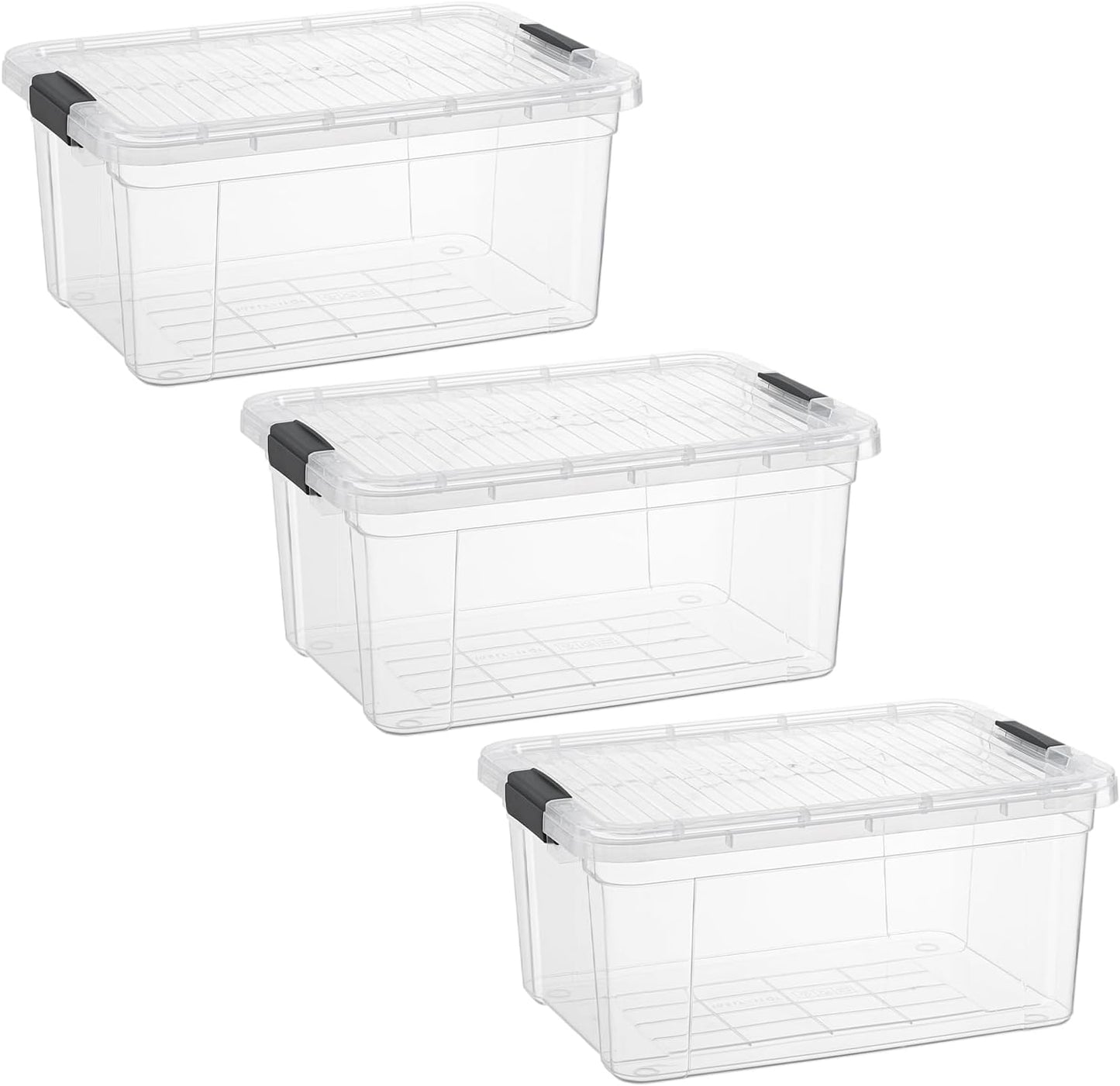 Superio Storage Bins with Lids- 3 Pack, 1.85 Qt Clear Boxes for Organizing, Stackable Plastic Containers- BPA Free, Non-Toxic, Odor Free, Organizer for Home, Office, Dorm