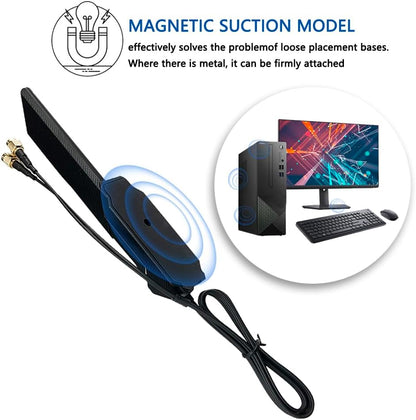 Gintai WiFi 6E Tri-Band Antenna 6GHz 5GHz 2.4GHz Magnetic Base with 2.6ft Extension Cable Gaming WiFi Antenna for PC Desktop Computer ASUS Rog Strix,B550 Motherboard,z790 Card 6E Card,WiFi Router Card