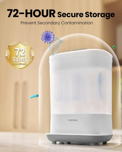 HAUTURE 6-in-1 Electric Steam Baby Bottle Sterilizer and Dryer, Fast Baby bottles & pump parts, BPA-free large capacity, auto shut-off steam dry, pacifier & accessory sanitizer for daily feeding