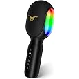 Wireless Bluetooth Karaoke Microphone with Dynamic Lights, Portable Handheld Mic, 6 Sound Effects, 10H Battery, Perfect for Kids Singing, Home Parties, Duet - Gift Idea, Works with All Smartphones