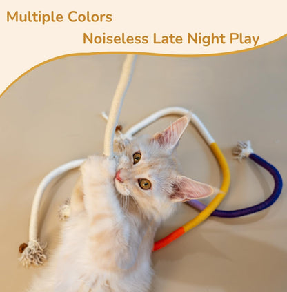 Cat Chew Long Rope Toys(27.5 Inch) 3PCS Refillable Catnip and Silvervine, Interactive Toy for Indoor Cats & Kittens, Safe Dental Chew Toys for Teeth Cleaning & Stress Relief