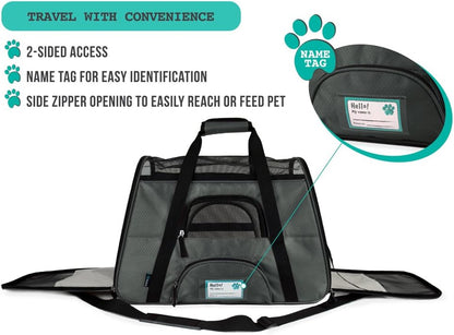 Premium Airline Approved Soft-Sided Pet Travel Carrier by PetAmi | Ventilated, Comfortable Design with Safety Features | Perfect For Plane or Car | Ideal for Small to Medium Sized Cats, Dogs, and Pets