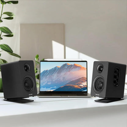 Sanyun SW208 3" Active Bluetooth 5.0 Bookshelf Speakers – 60W Carbon Fiber Speaker Unit - Built-in 24bit DAC - Dynamic 3D Surround Sound – 2.0 Computer PC Monitor Gaming Speakers (Pair, White)