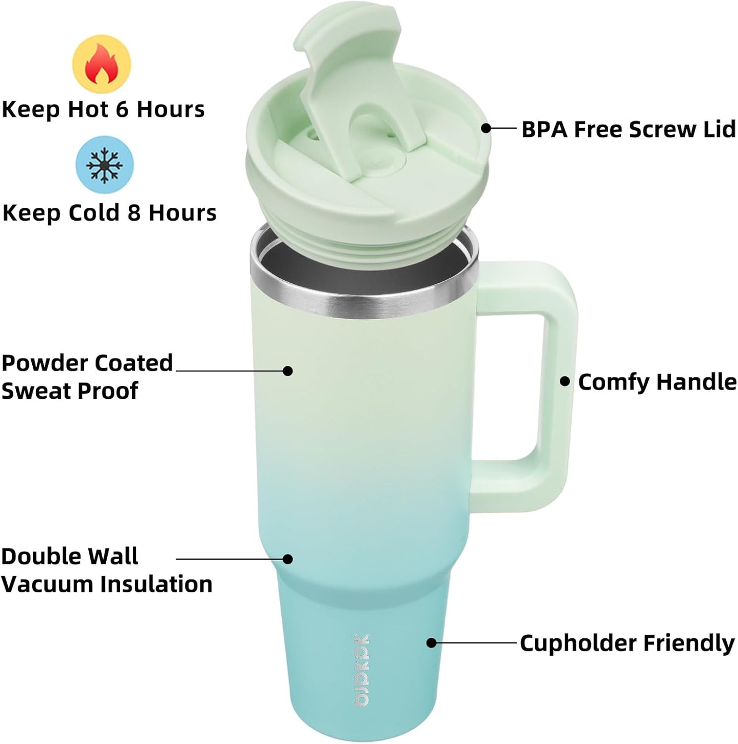 BJPKPK Tumbler with Handle and Straw 30oz Insulated Tumbler Cups with Lid Stainless Steel Travel Coffee Mug,Indigo Black
