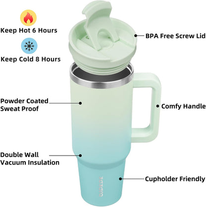 BJPKPK Tumbler with Handle and Straw 30oz Insulated Tumbler Cups with Lid Stainless Steel Travel Coffee Mug,Indigo Black