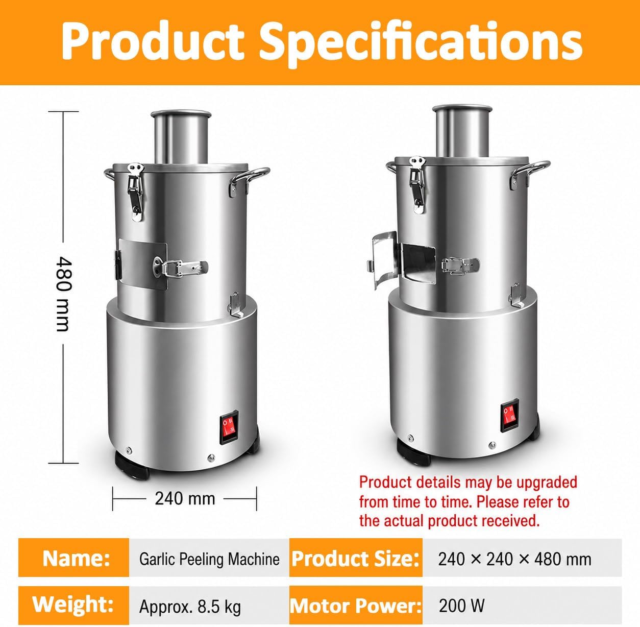 Electric Garlic Peeler Machine, 200W Stainless Steel Commercial