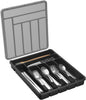 Silverware Organizer with Lid, 7-Compartment Covered Utensil Tray for Kitchen Drawers and Countertops, Plastic Cutlery and Flatware Storage Box, Black - PuriLite