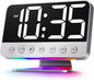 Odokee Digital Alarm Clocks for Bedrooms: Large Bold Number 5 Brightness Dimmer - Easy to Read Across The Room - 5 Alarm Sound 8 Night Light - Silver