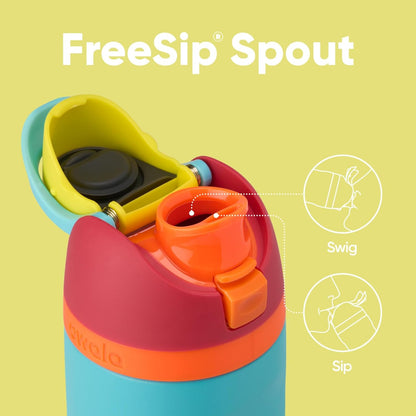 Owala Kids FreeSip Insulated Stainless Steel Water Bottle with Straw, BPA-Free Sports Water Bottle, Great for Travel, 16 oz, Celestial Sphere