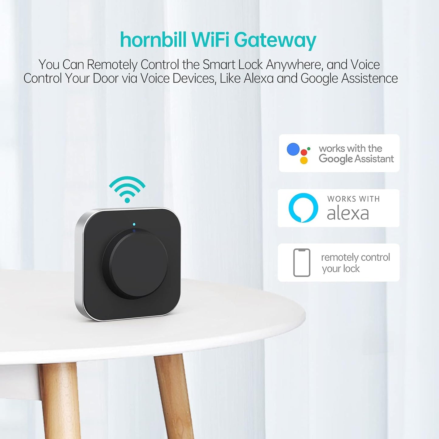 hornbill G2 Gateway Bridge only Works with 2.4Ghz WiFi, Keyless Entry Smart Lock Wi-Fi Bridge, Remotely APP Control, Works with TT Lock or Next Lock APP and Smart Locks
