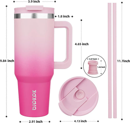 BJPKPK Tumbler with Handle and Straw 30oz Insulated Tumbler Cups with Lid Stainless Steel Travel Coffee Mug,Indigo Black