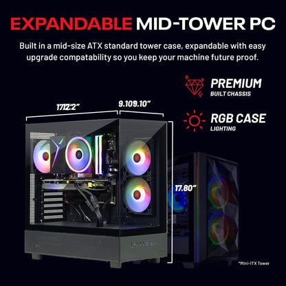 Skytech Shadow Gaming PC, Intel i5 13400F 2.5 GHz (4.6GHz Turbo Boost), NVIDIA RTX 4060 8GB GDDR6X, 1TB NVME, 32GB DDR5 RAM 5200 RGB, 650W Gold PSU, Wi-Fi, Win 11 Home
