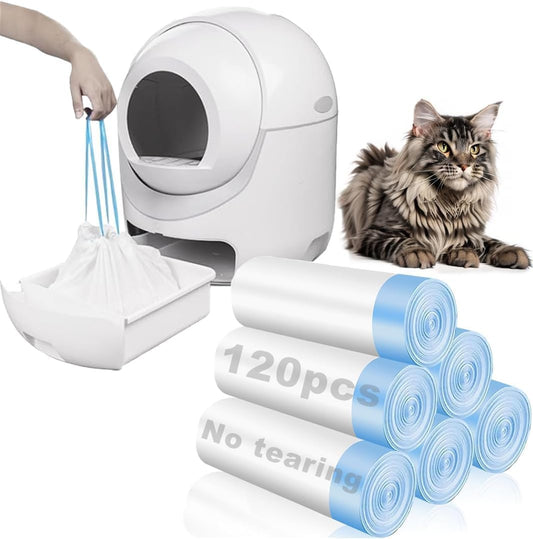 Rastalola Official® 120 Pack Cat Litter Bags with Drawstring, Compatible with Litter Robot 3 & 4, 10-12 Gallons (Sold by Ameroliy-US Store)