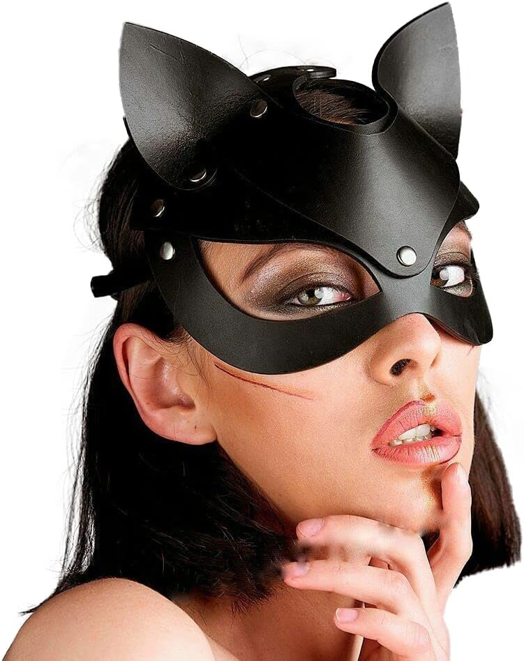 Women Leather Masks Masquerade Party Mask for Cosplay Halloween Costume Accessory