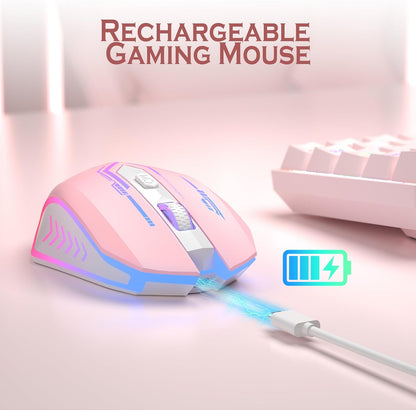 Wireless Gaming Mouse Up to 10000 DPI, UHURU Rechargeable USB Wireless Mouse with 6 Buttons 7 Changeable LED Color Ergonomic Programmable MMO RPG for PC Laptop, Compatible with Windows Mac