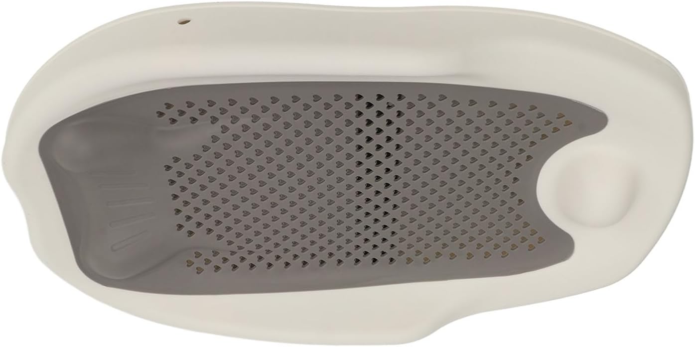 Foldable Baby Bath Support with Hollow Pattern, Ergonomic Design 3 Point Mechanical Structure, Universal Fit for Home Bathroom (Grey)